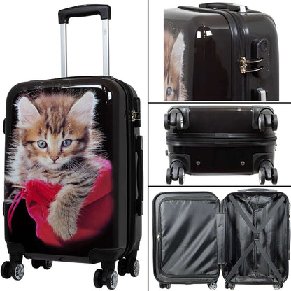 Polycarbonat Motivkofferset 3tlg Katze schwarz