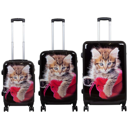 Polycarbonat Motivkofferset 3tlg Katze schwarz