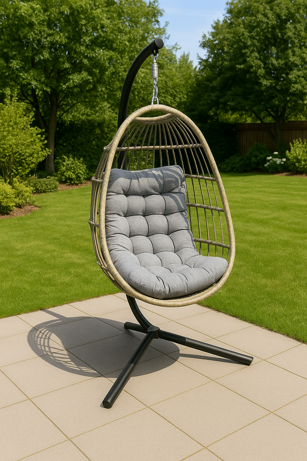 Exklusiver Hängesessel für Garten & Terrasse – Inkl. Gestell & Polster