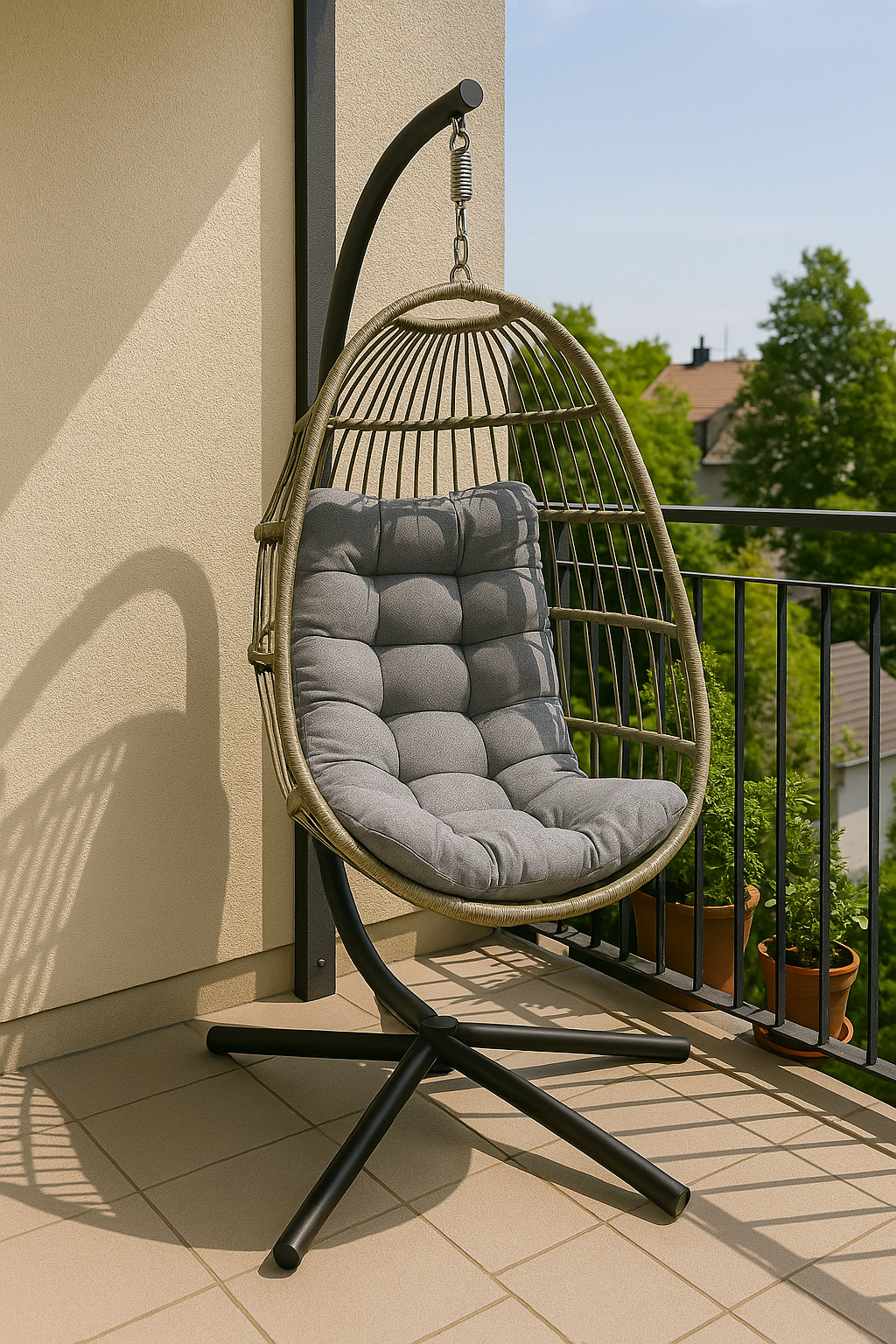 Exklusiver Hängesessel für Garten & Terrasse – Inkl. Gestell & Polster