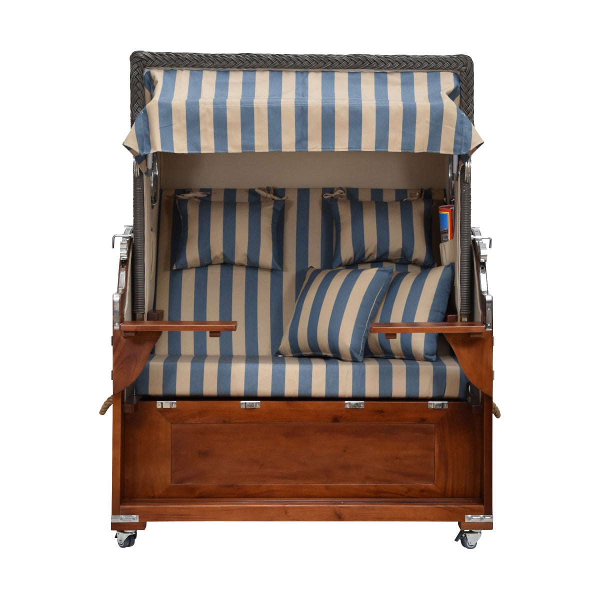 Strandkorb gestreift Vorderansicht.