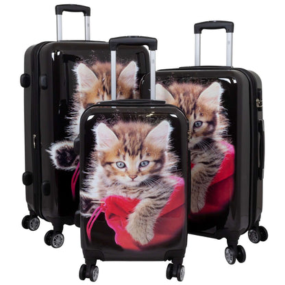 Polycarbonat Motivkofferset 3tlg Katze schwarz