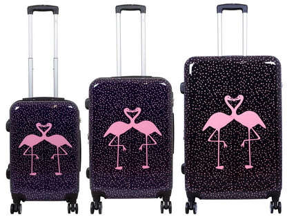 Polycarbonat Motivkofferset 3tlg Flamingo