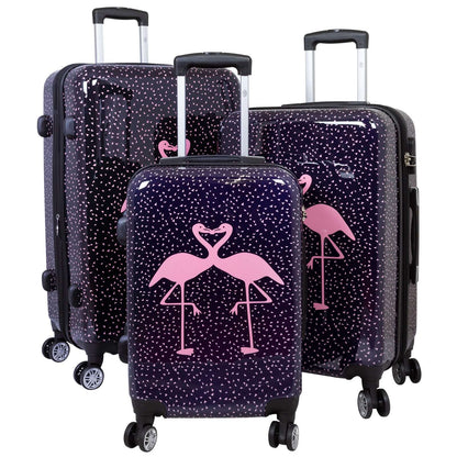 Polycarbonat Motivkofferset 3tlg Flamingo
