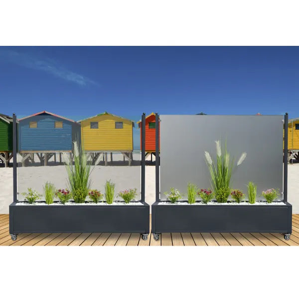 Mobiler Windschutz mit Pflanzkasten für Terrasse und Garten