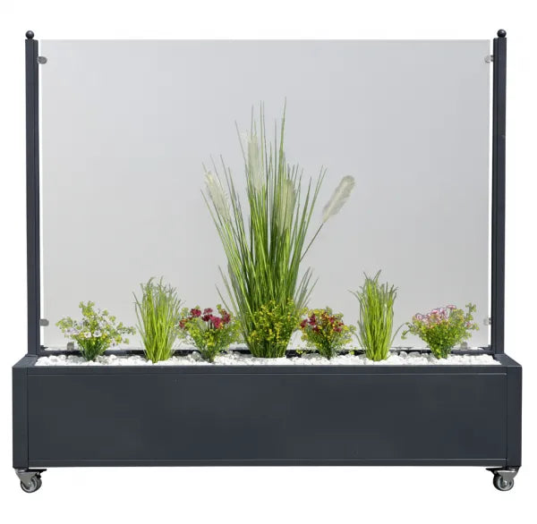 Mobiler Windschutz mit Pflanzkasten für Terrasse und Garten