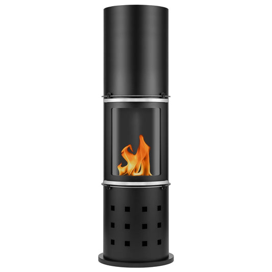 Standkamin schwarz mit Feuer