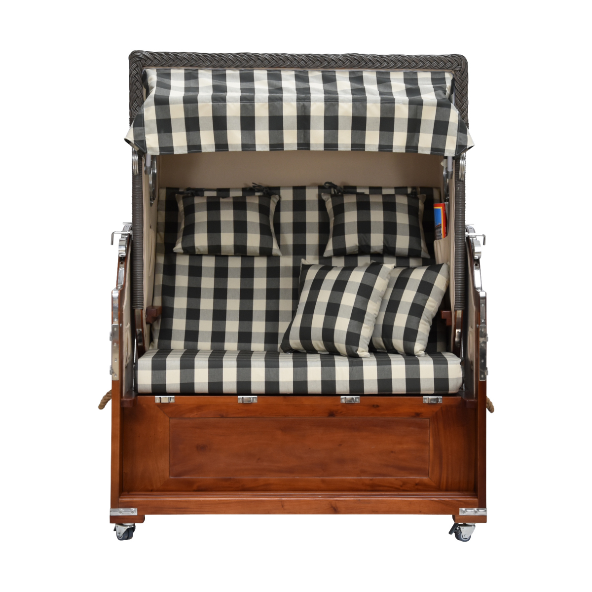 Strandkorb kariert Vorderansicht.